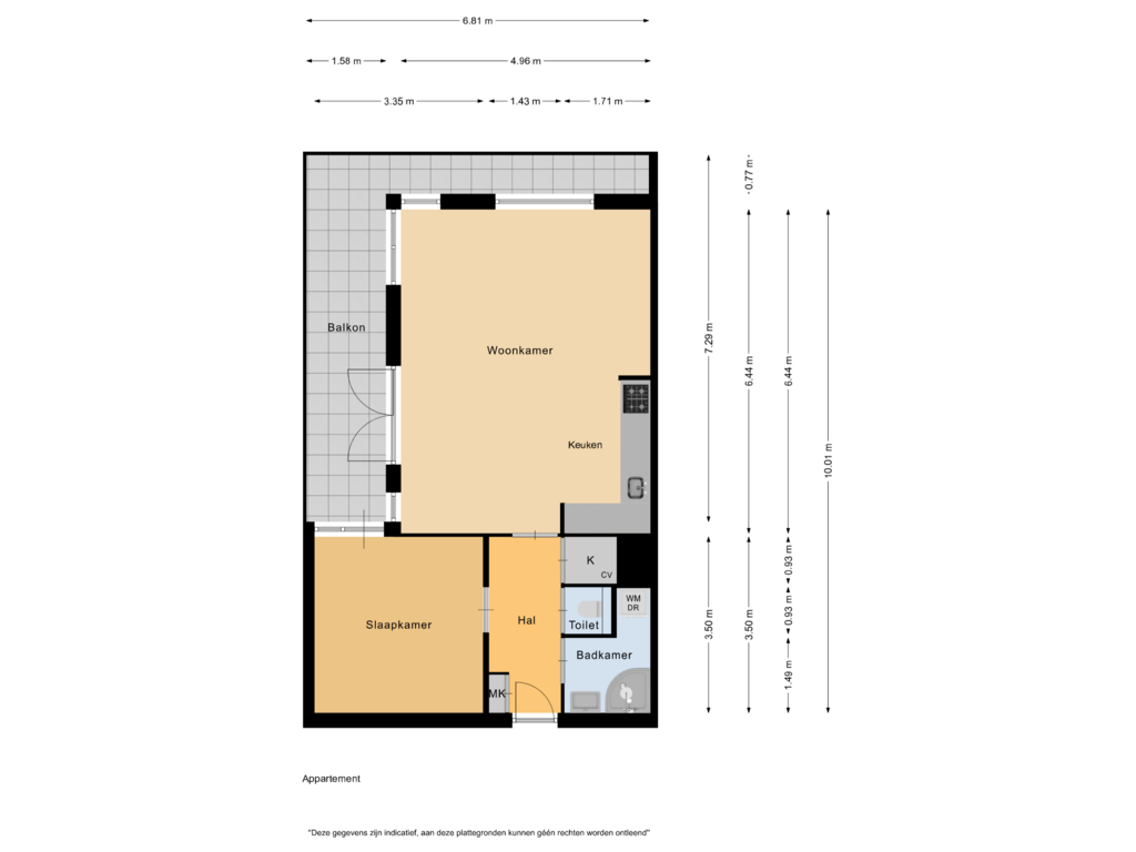 View floorplan of Appartement of C.H. Moensstraat 55