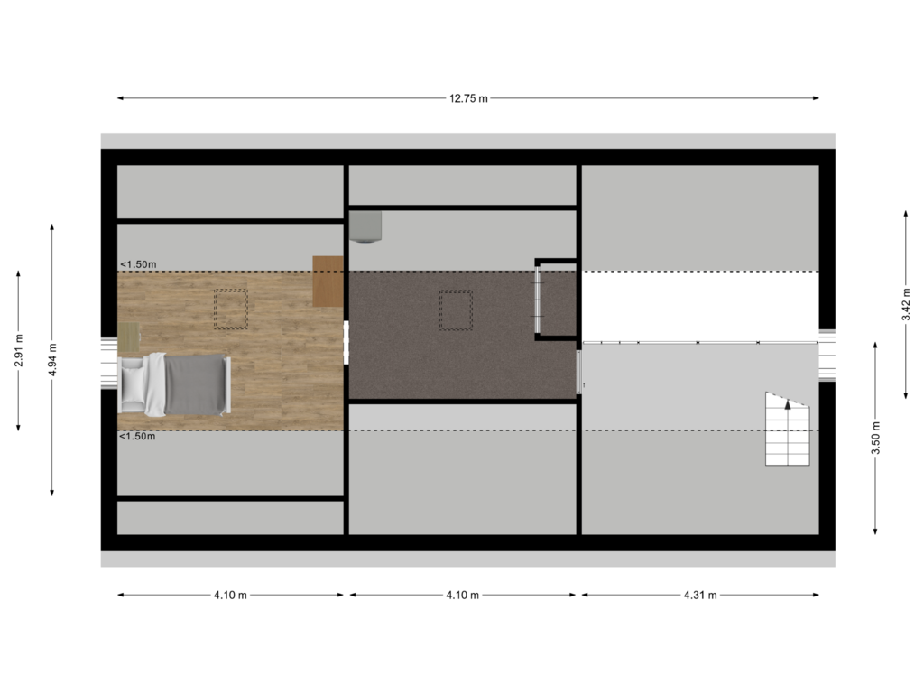 View floorplan of Bijgebouw  Verdieping of Molenstraat 25