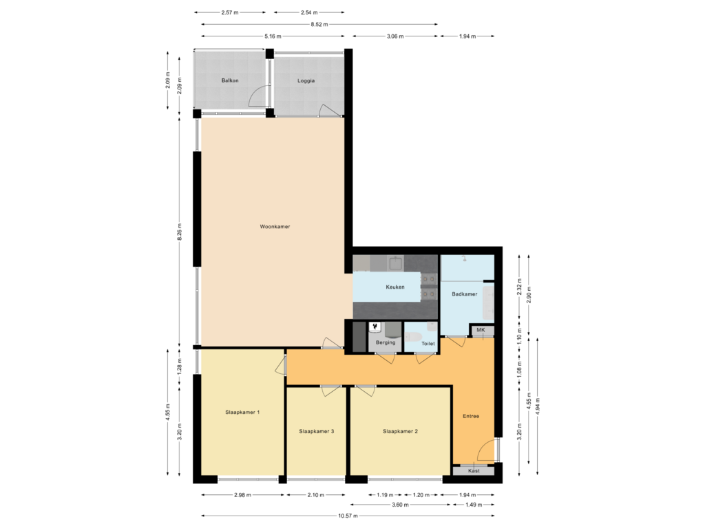 View floorplan of Appartement of Lasserstraat 42