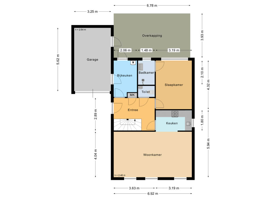 Bekijk plattegrond van Begane Grond van Dorpsstraat 44