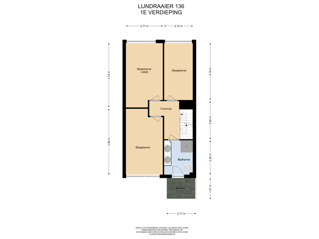 Bekijk plattegrond van 1E Verdieping van Lijndraaier 136