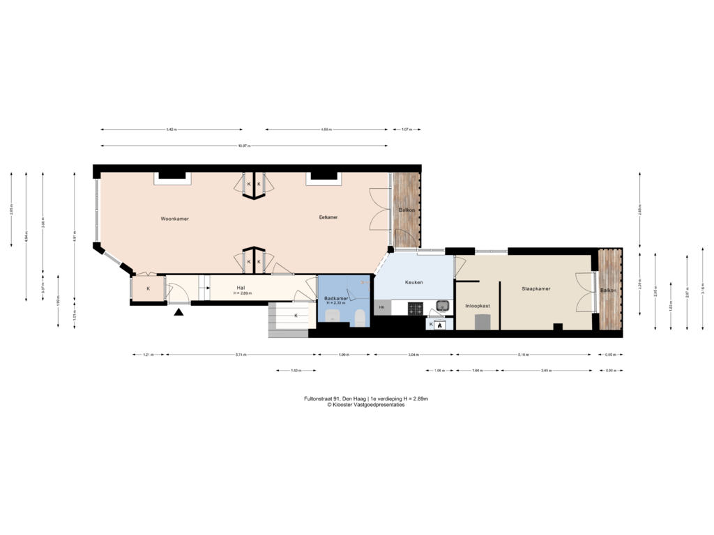 Bekijk plattegrond van 1e verdieping van Fultonstraat 91