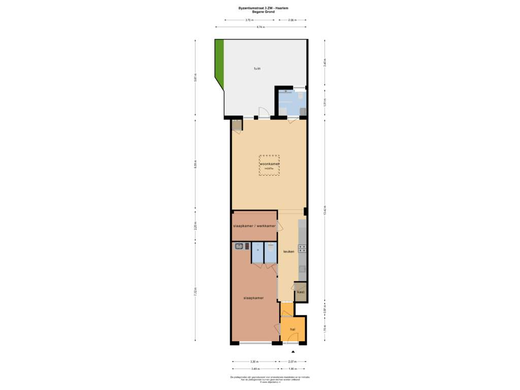 Bekijk plattegrond van BEGANE GROND van Byzantiumstraat 3-ZW