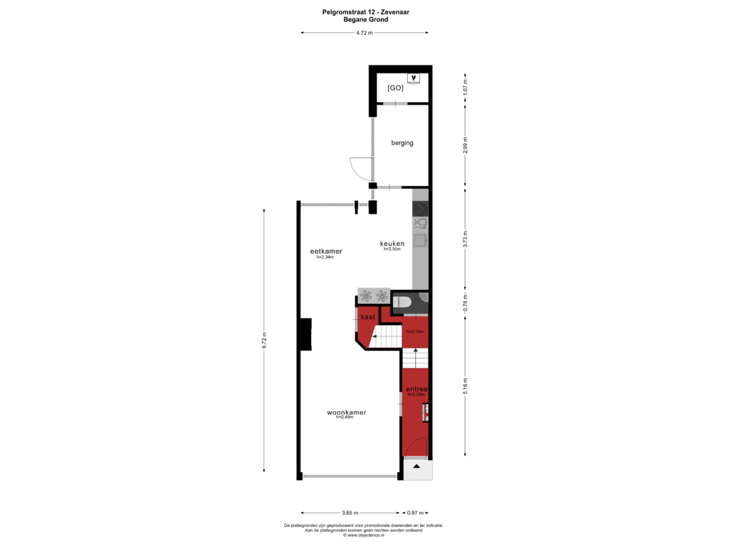 Bekijk plattegrond van BEGANE GROND van Pelgromstraat 12