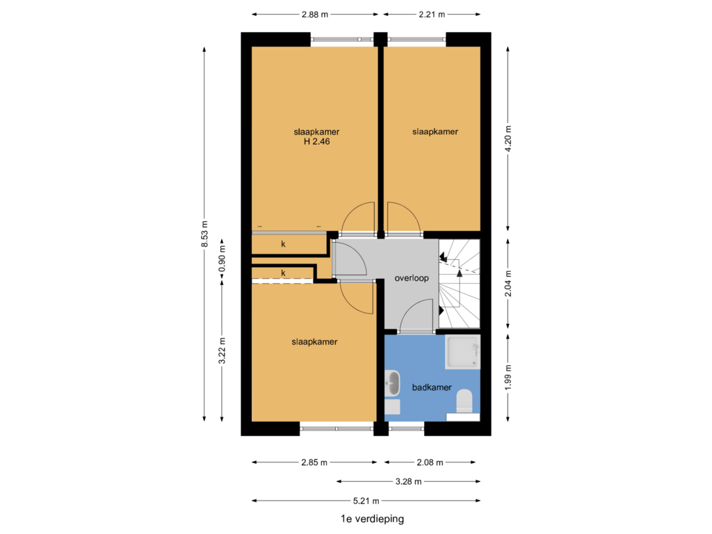 Bekijk plattegrond van 1e verdieping van Esdoorndreef 75