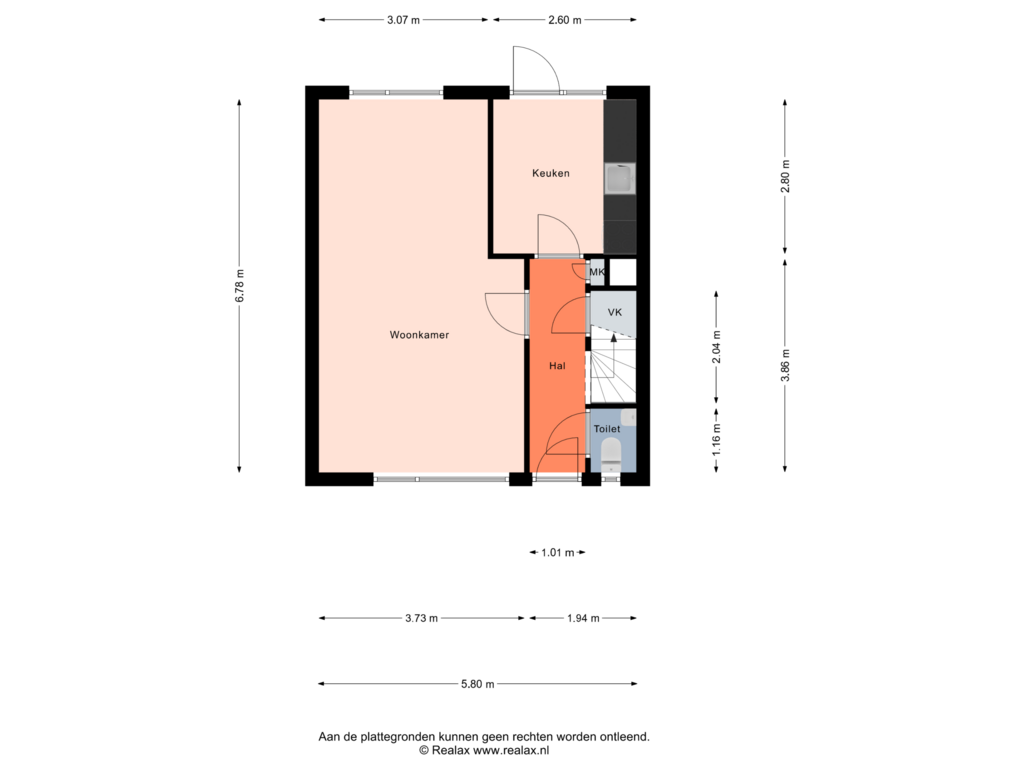 View floorplan of Begane grond of Lieven de Keystraat 22