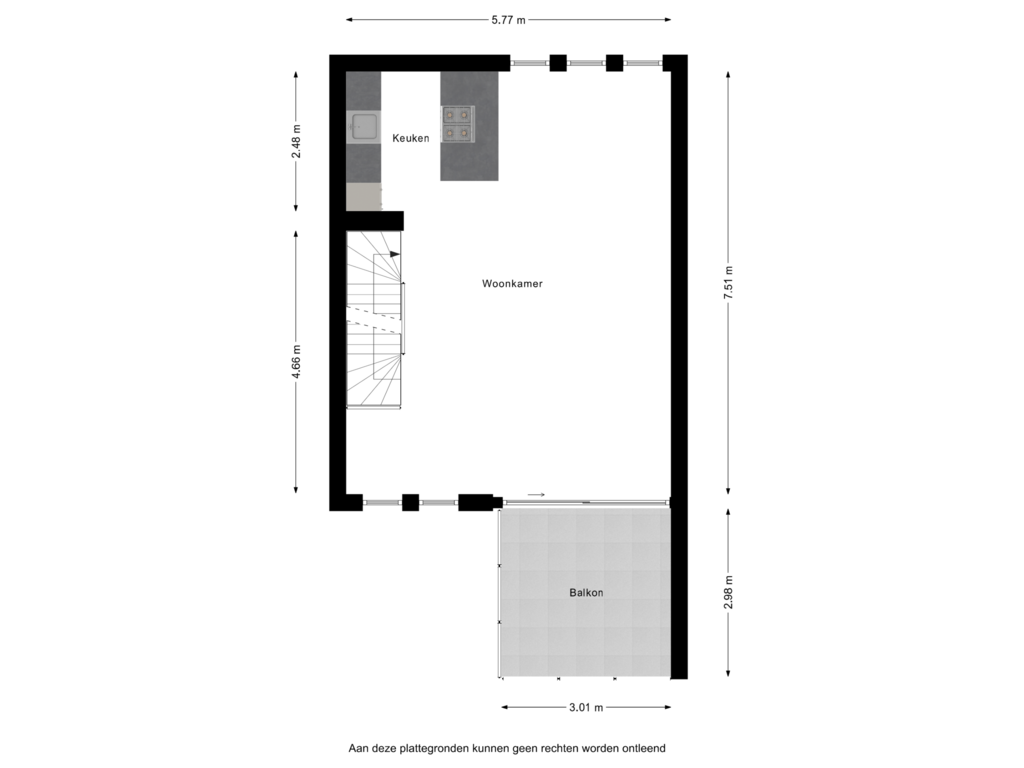 View floorplan of Eerste verdieping of Hasseltstraat 170