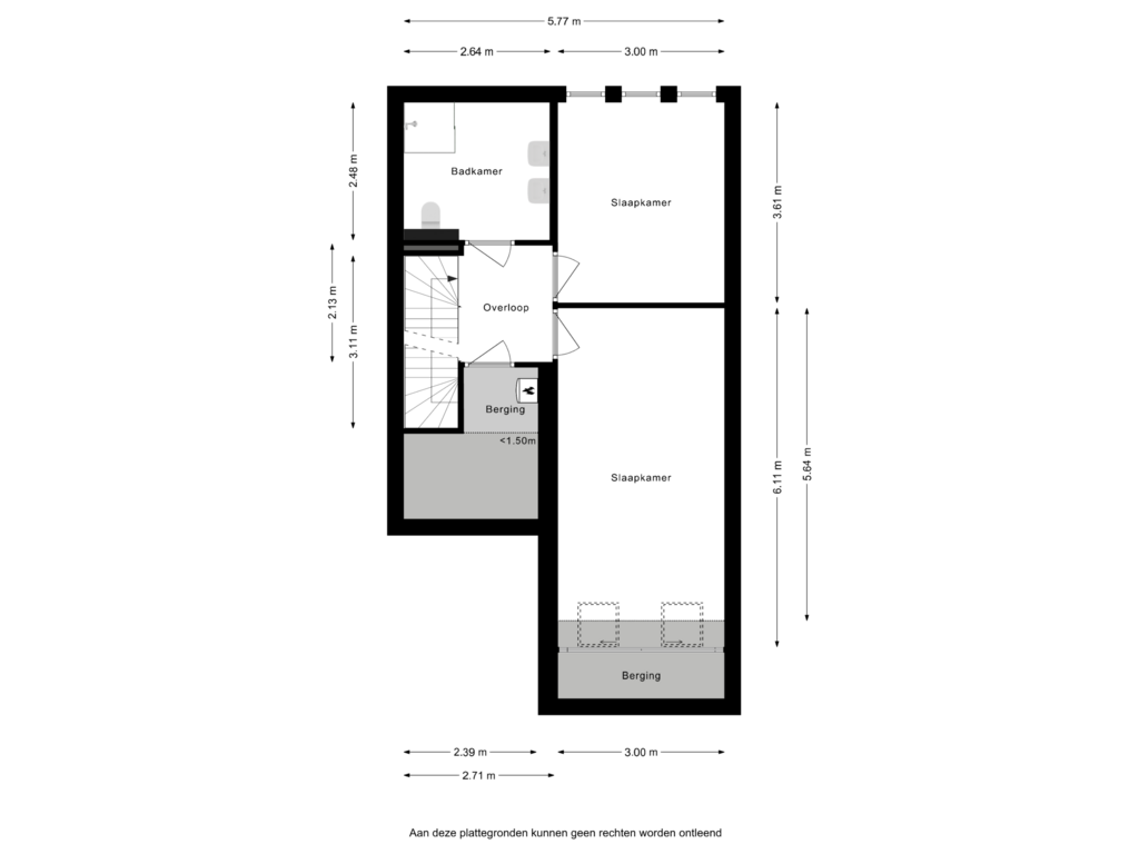 View floorplan of Tweede verdieping of Hasseltstraat 170