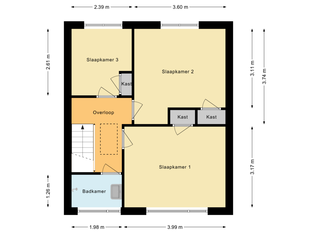 Bekijk plattegrond van Eerste verdieping van Vondelstraat 4