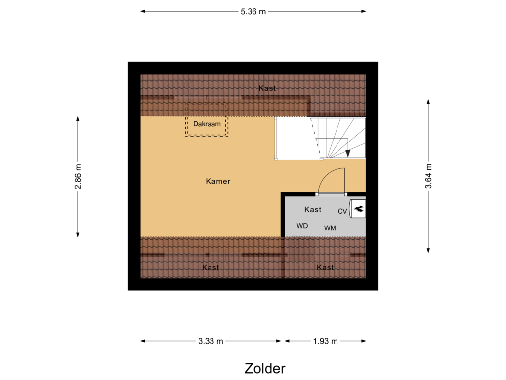 Bekijk plattegrond van Zolder van Jacob van Lennepdreef 11