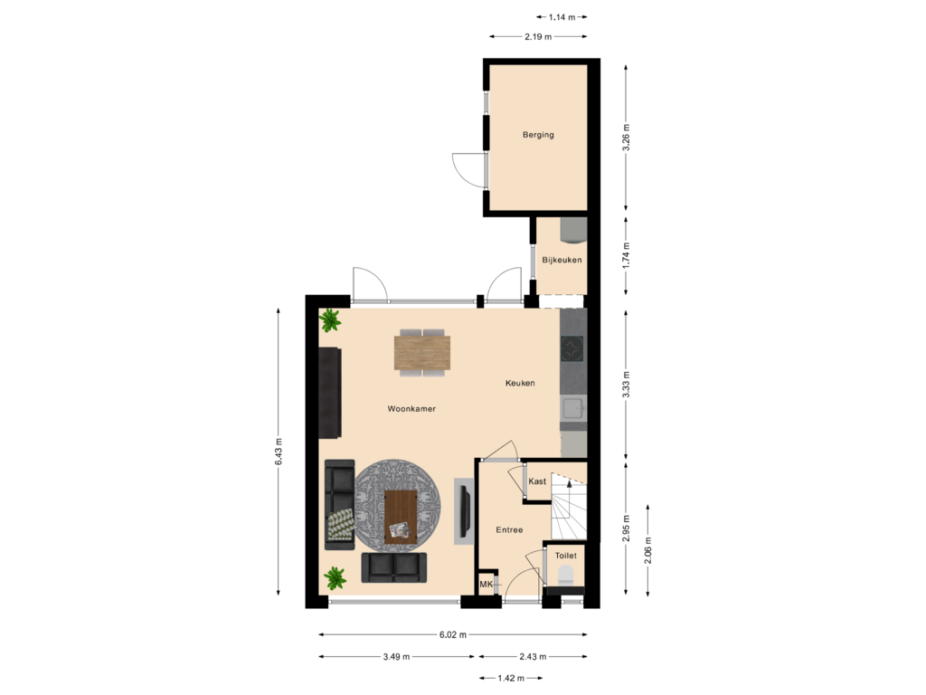 Bekijk plattegrond van Begane grond van Pater van den Elsenstr 14