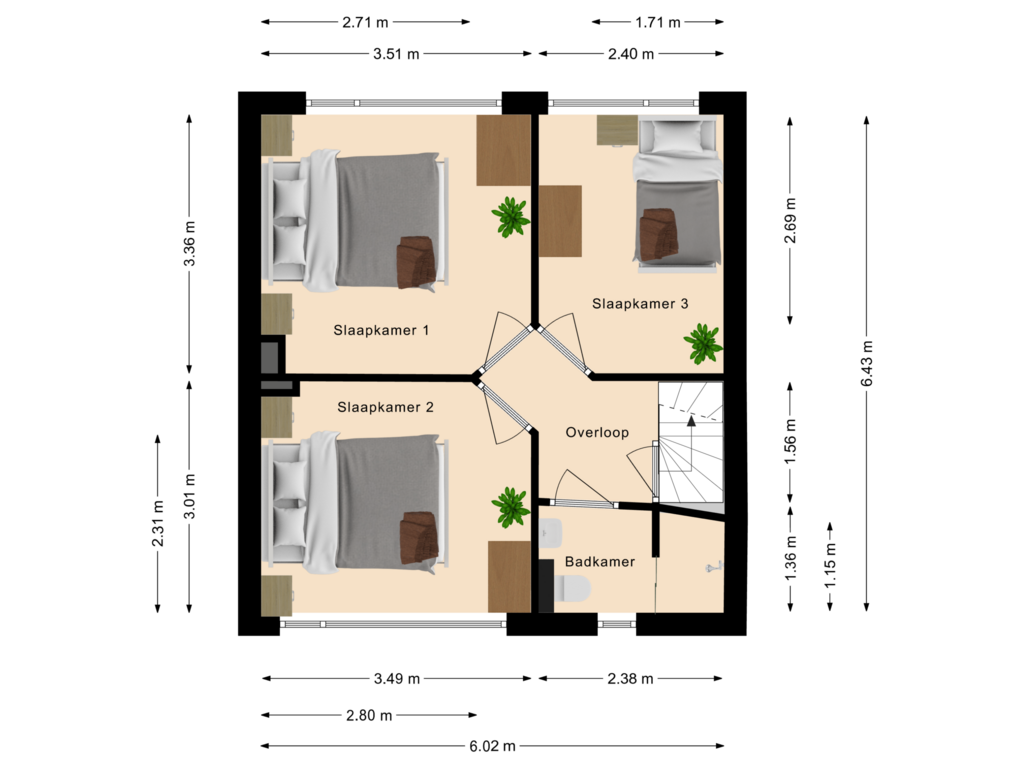 Bekijk plattegrond van Eerste verdieping van Pater van den Elsenstr 14