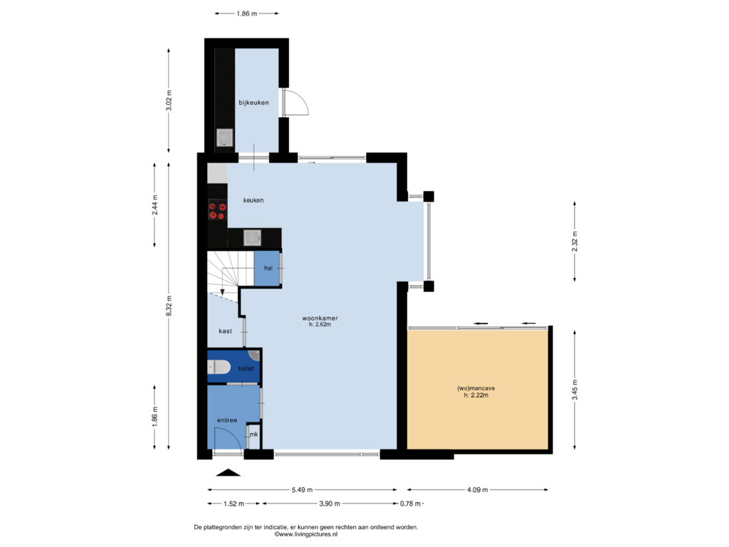 Bekijk plattegrond van begane grond van Koningin Emmastraat 71