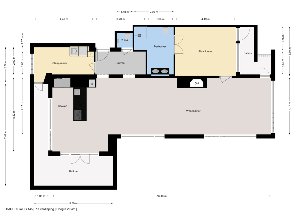 Bekijk plattegrond van 1e Verdieping van Badhuisweg 145