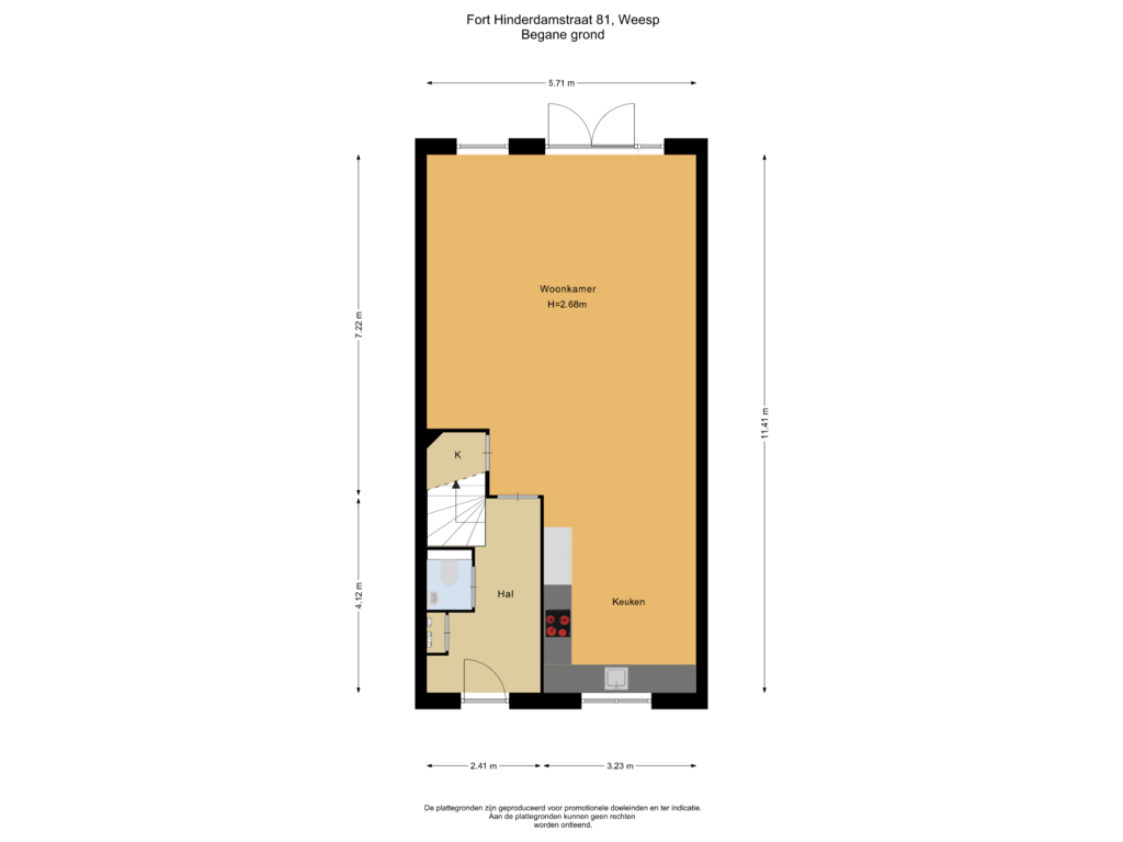 View floorplan of Begane grond of Fort Hinderdamstraat 81