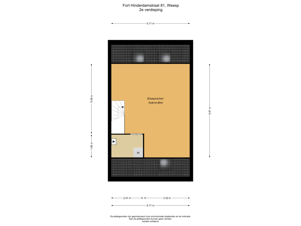 View floorplan of 2e verdieping of Fort Hinderdamstraat 81