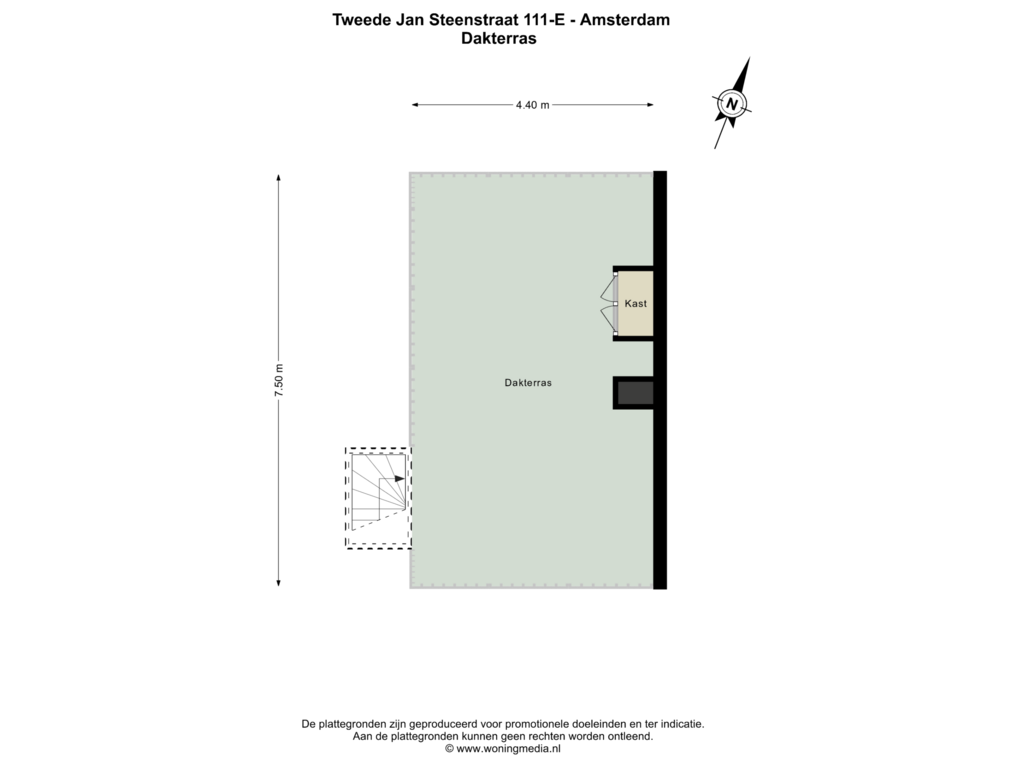 Bekijk plattegrond van Dakterras van Tweede Jan Steenstraat 111-E