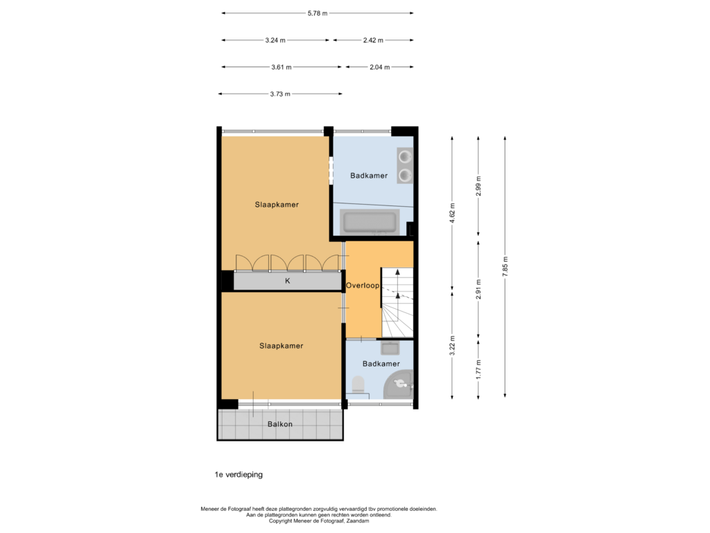 View floorplan of 1e verdieping of Arthur van Schendellaan 108