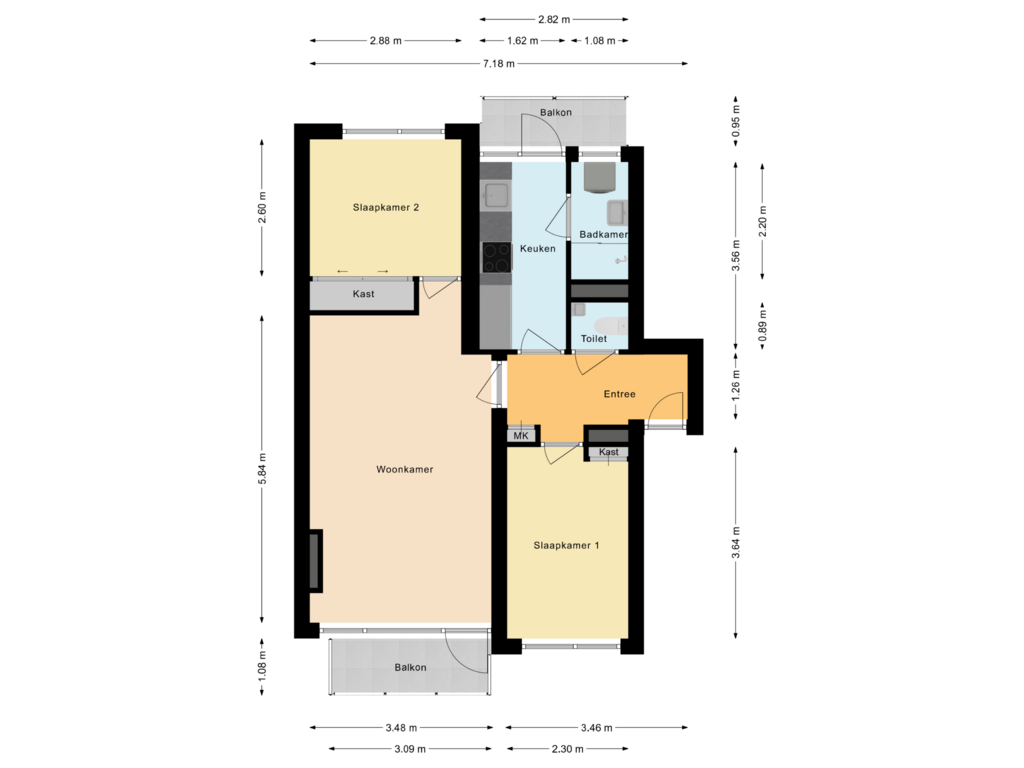 Bekijk plattegrond van Appartement van G.A. Brederolaan 65-B