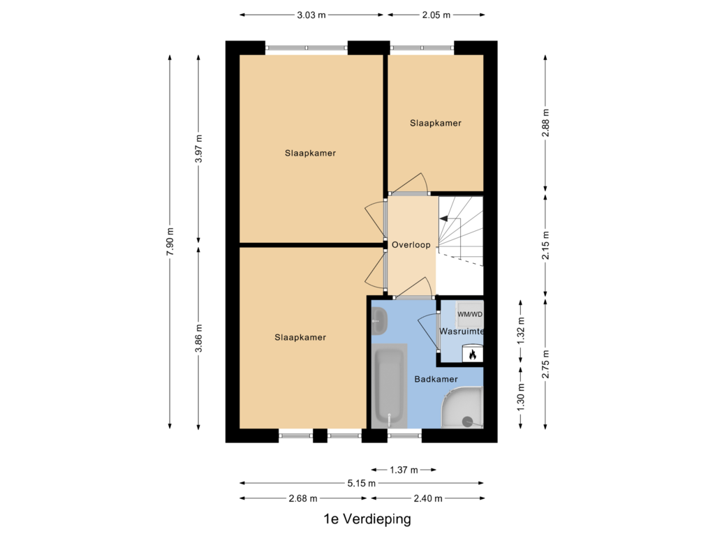 Bekijk plattegrond van 1e Verdieping van Hertoginnenlaan 13