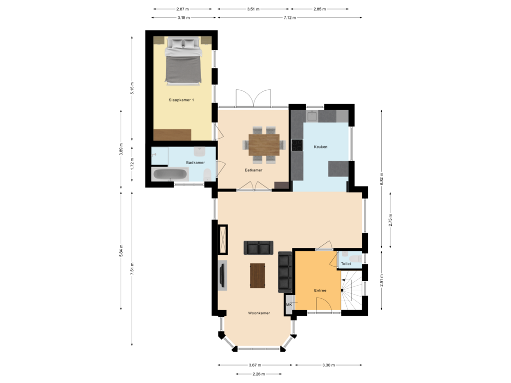 View floorplan of Begane grond of St Jansvoort 12