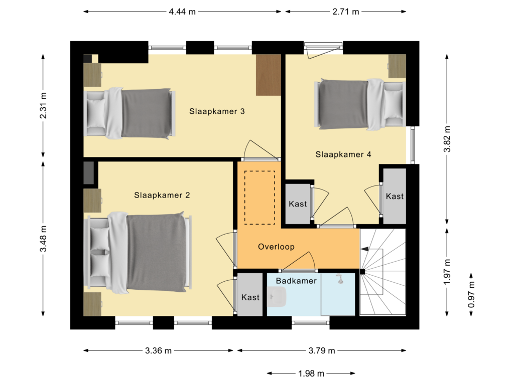 View floorplan of Eerste verdieping of St Jansvoort 12