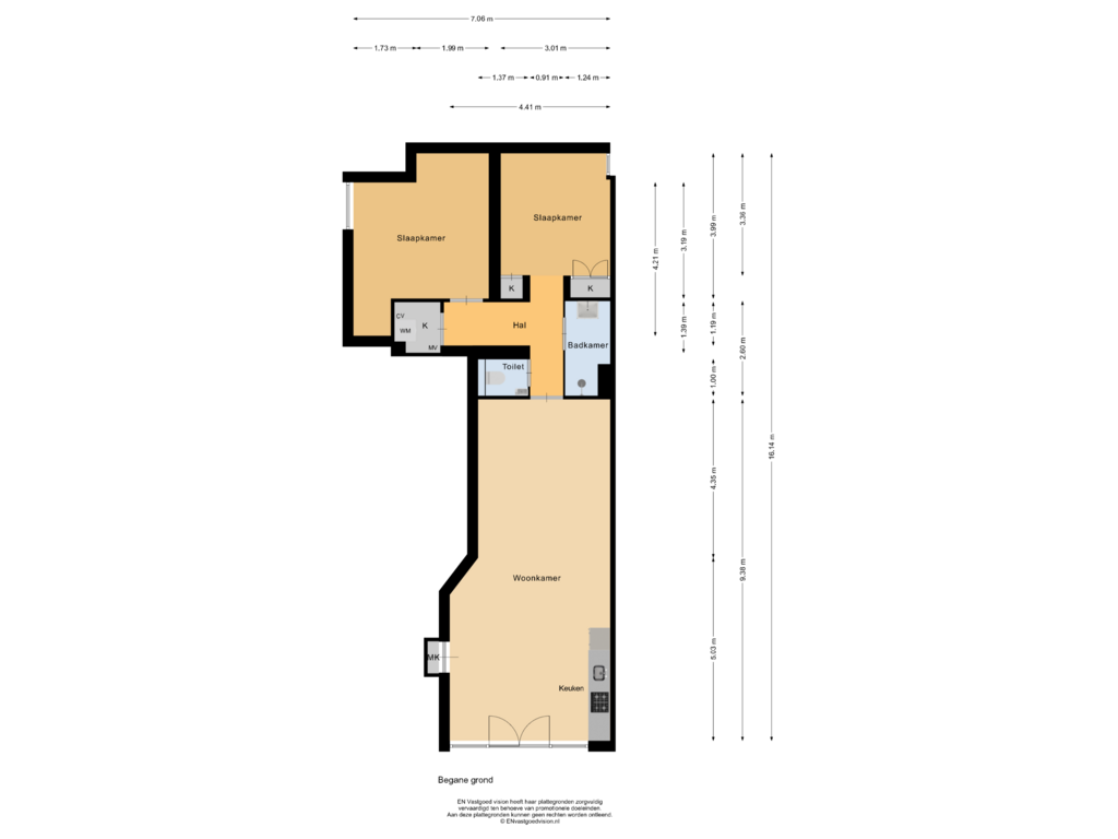 View floorplan of Begane grond of Vinkenstraat 68-A