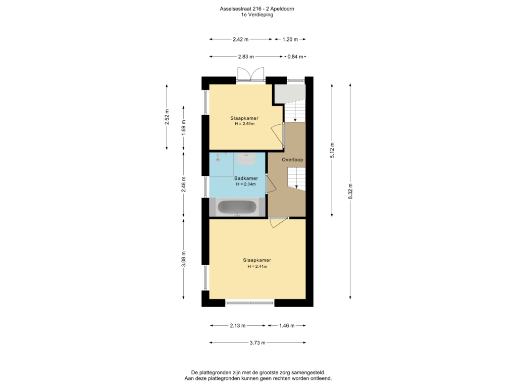 View floorplan of 1e Verdieping of Asselsestraat 216-2