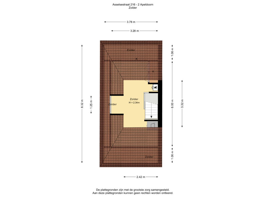 View floorplan of Zolder of Asselsestraat 216-2