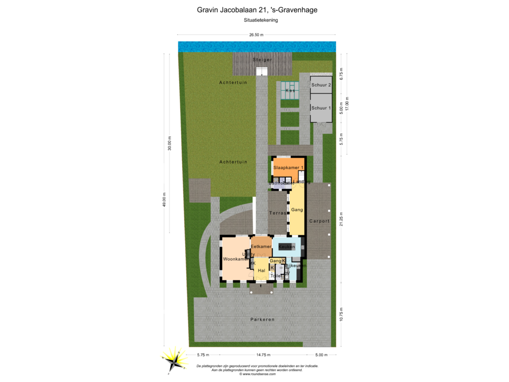 Bekijk plattegrond van Situatietekening van Gravin Jacobalaan 21