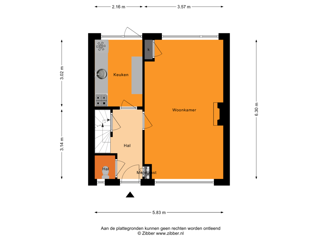 View floorplan of Begane Grond of Dennenweg 22