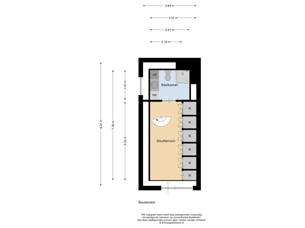 View floorplan of Souterrain of Noorderdwarsstraat 20