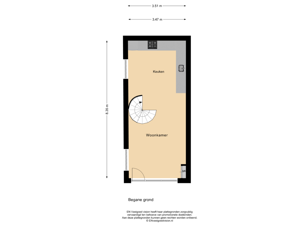 View floorplan of Begane grond of Noorderdwarsstraat 20