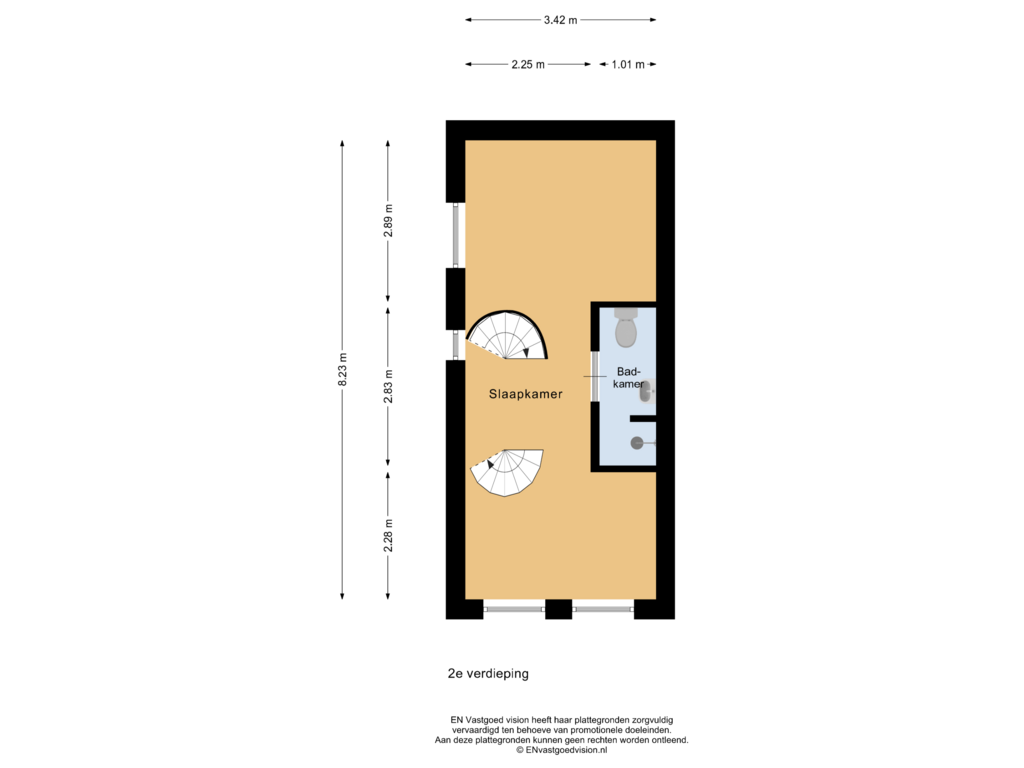 View floorplan of 2e verdieping of Noorderdwarsstraat 20