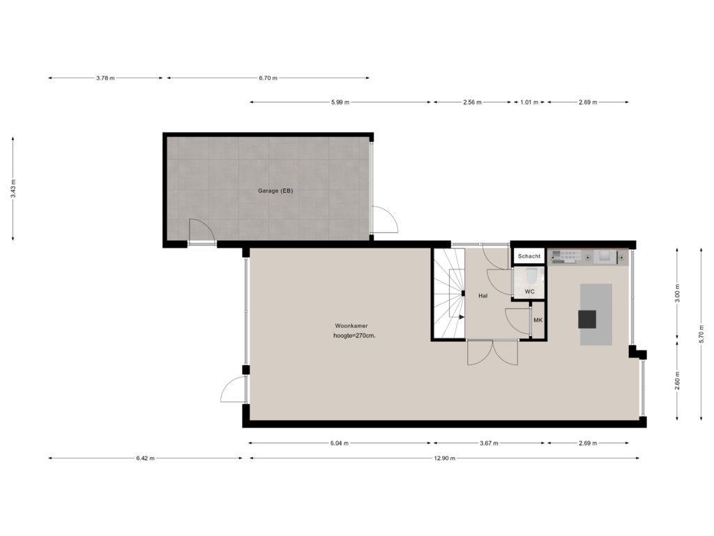 View floorplan of Begane Grond of Thomas Mannsingel 23