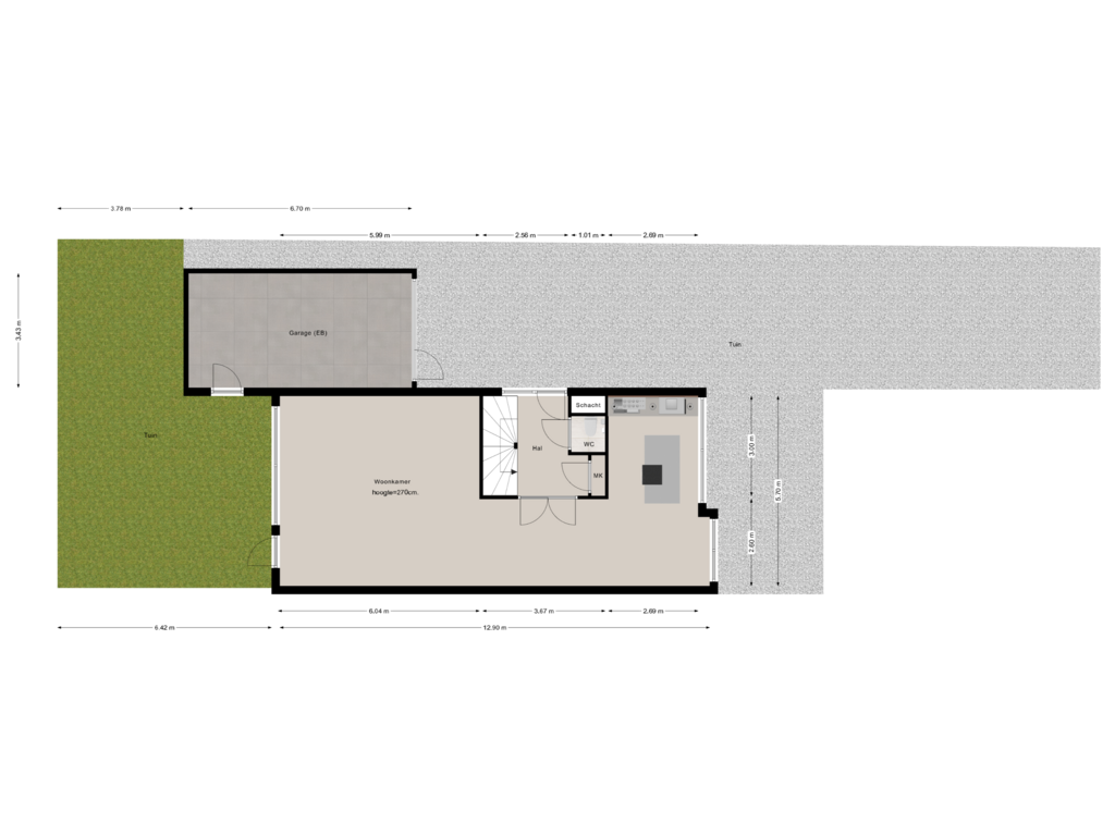 View floorplan of Begane Grond + Tuin of Thomas Mannsingel 23