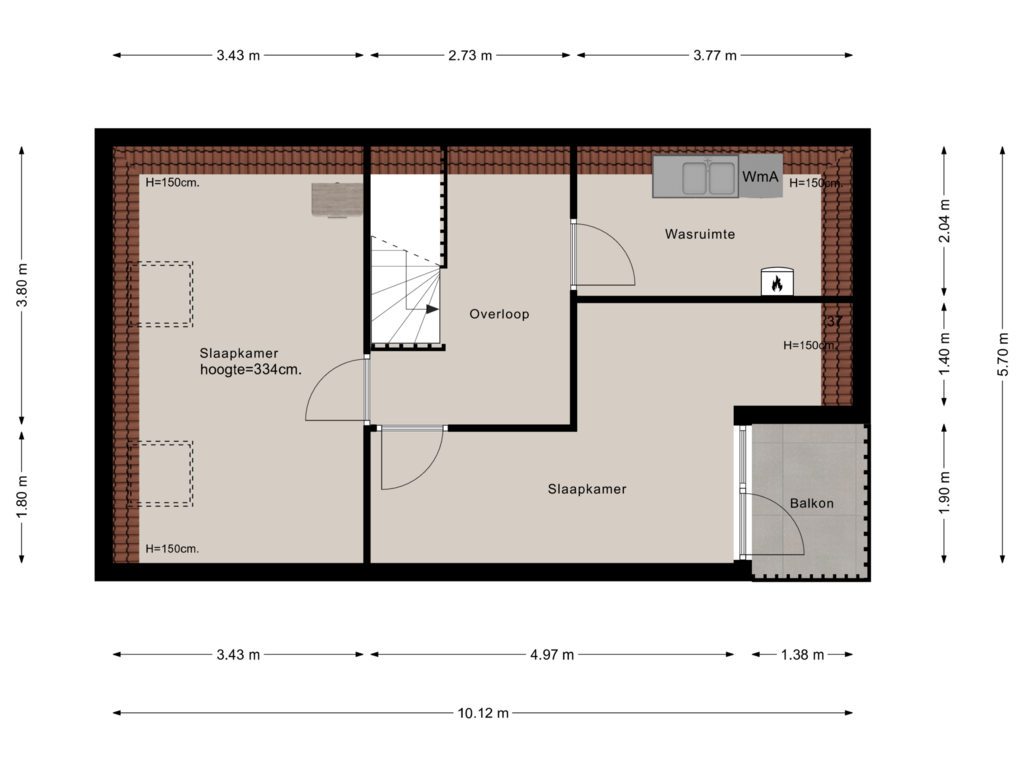 View floorplan of Tweede Verdieping of Thomas Mannsingel 23