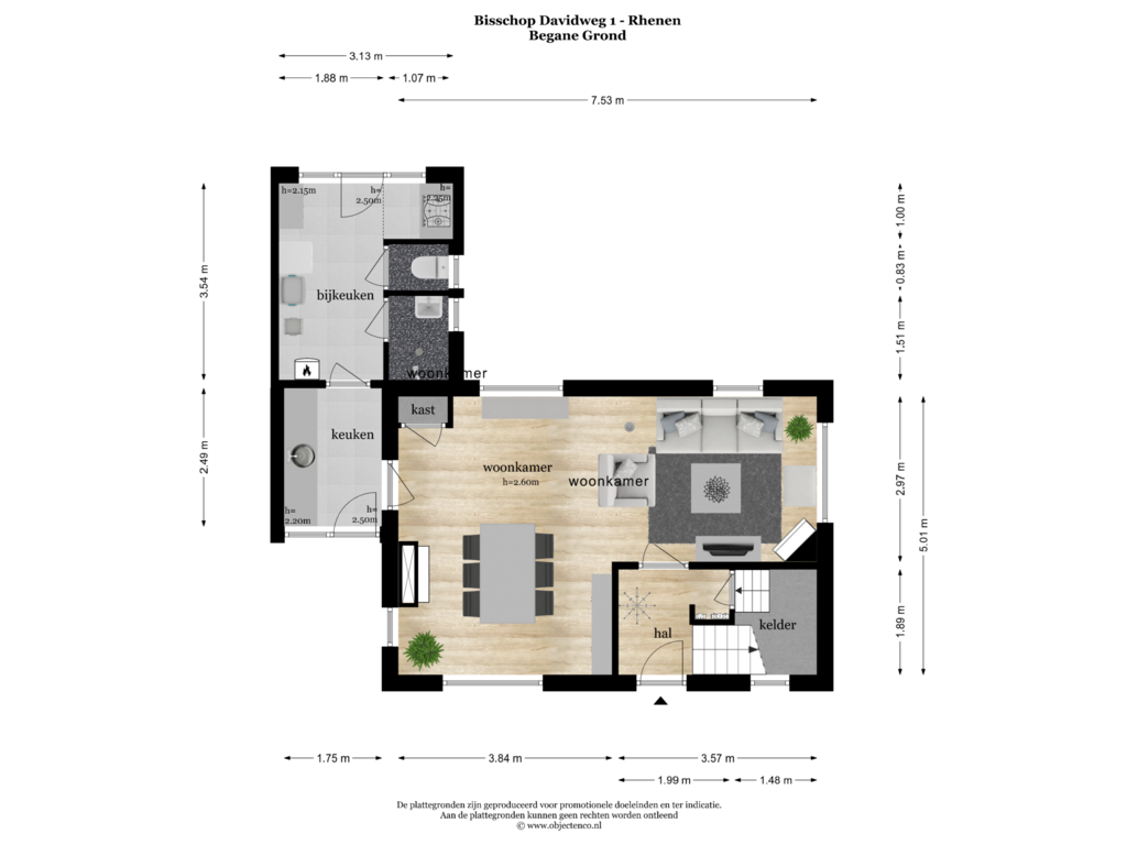 Bekijk plattegrond van BEGANE GROND van Bisschop Davidweg 1