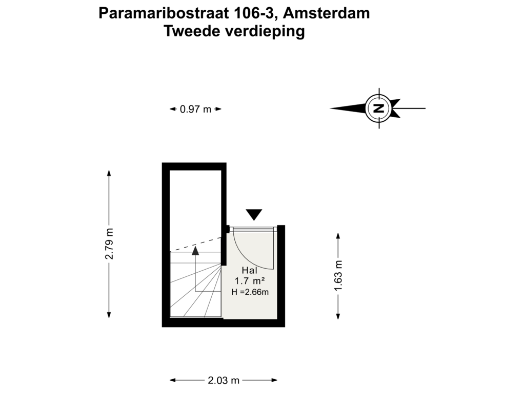 Bekijk plattegrond van Tweede verdieping van Paramaribostraat 106-3