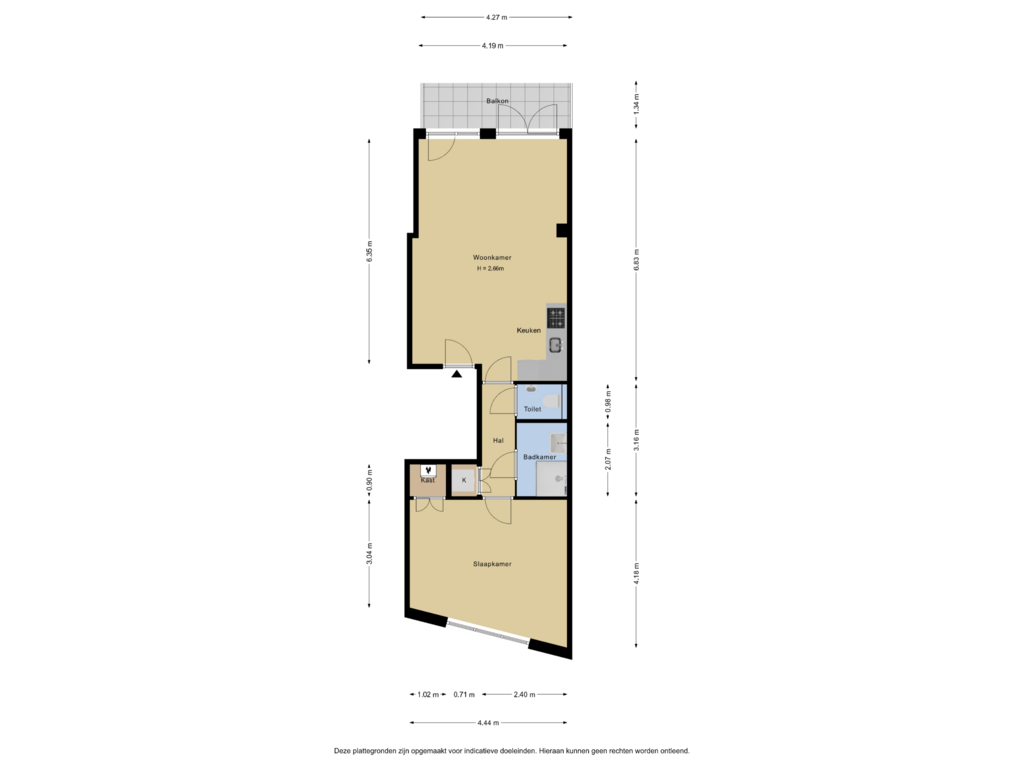 View floorplan of 2e verdieping of Willem van Hillegaersbergstraat 131-C