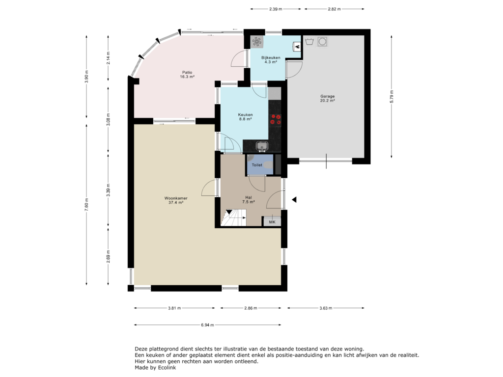 Bekijk plattegrond van Begane grond van Vogelzankweg 26