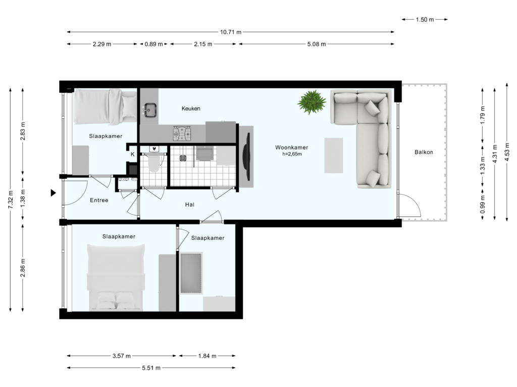 View floorplan of Appartement of Heemraadweg 315