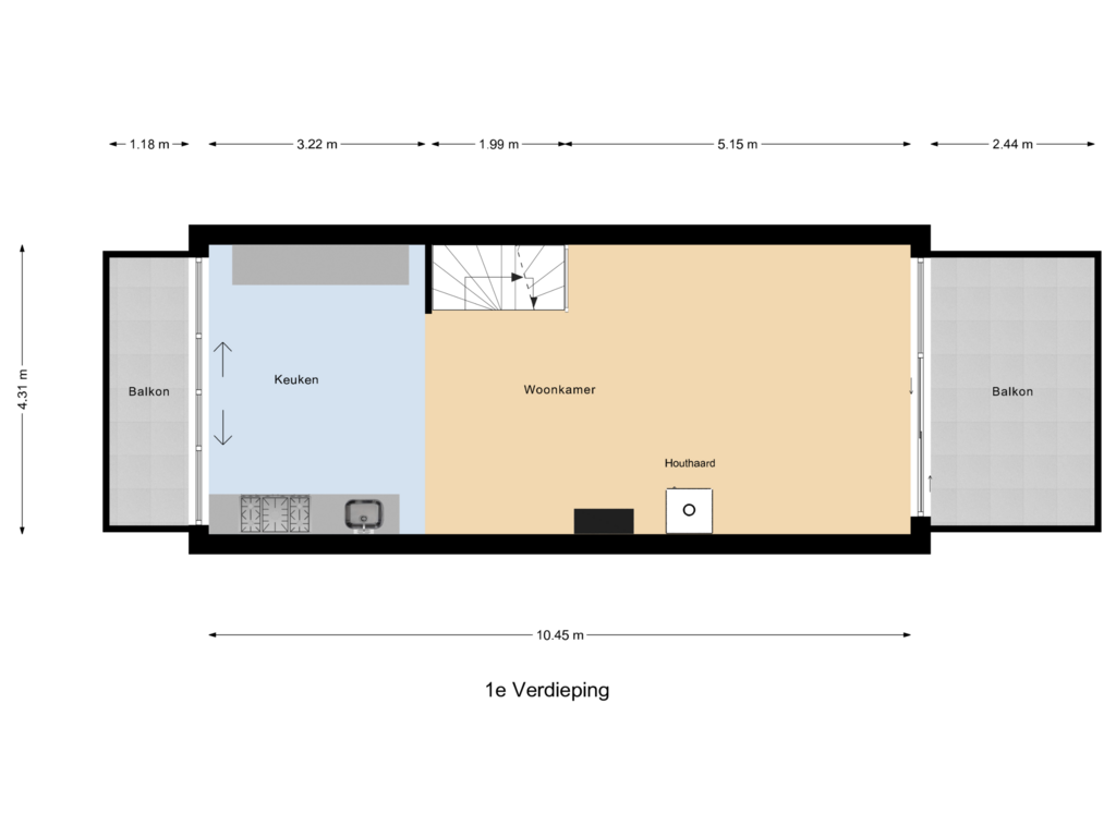 View floorplan of 1e Verdieping of Lunette 6