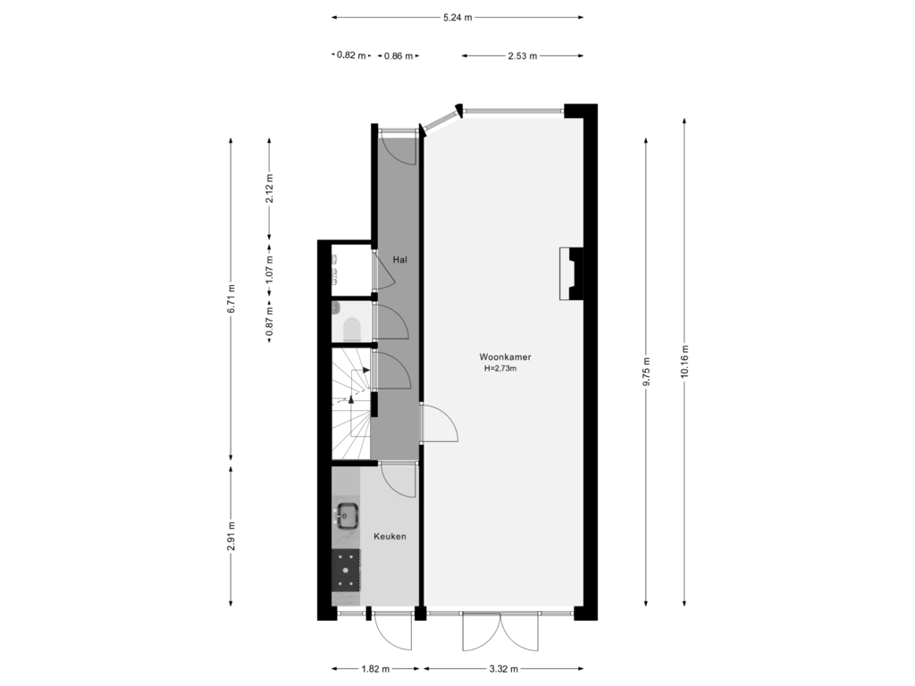 View floorplan of Begane Grond of Kortekade 111-B