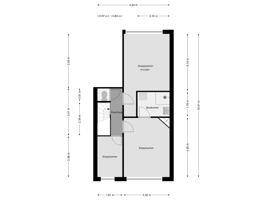 View floorplan of 1e Verdieping of Kortekade 111-B