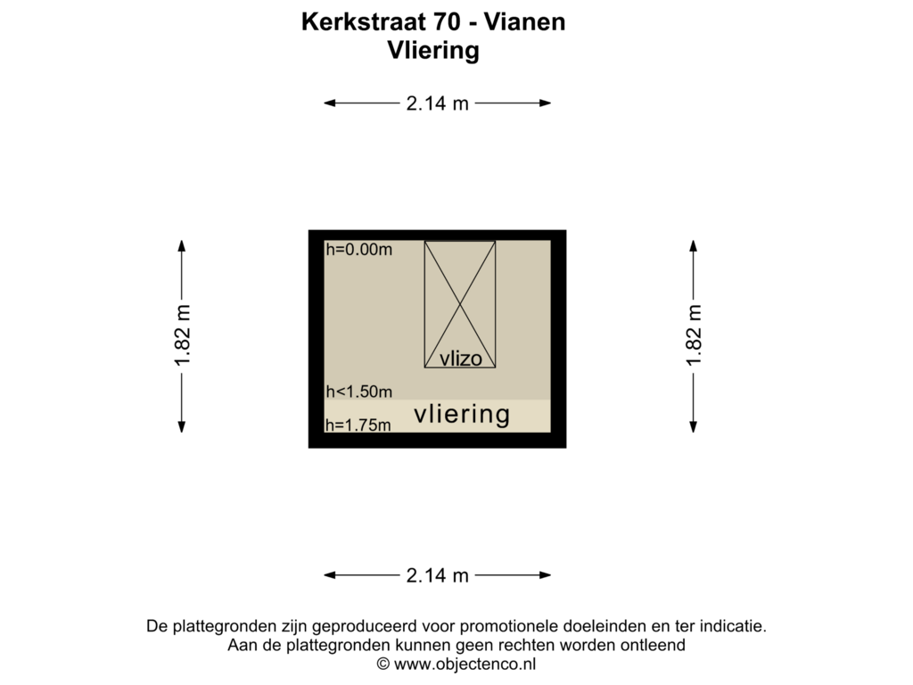 Bekijk plattegrond van VLIERING van Kerkstraat 70-A