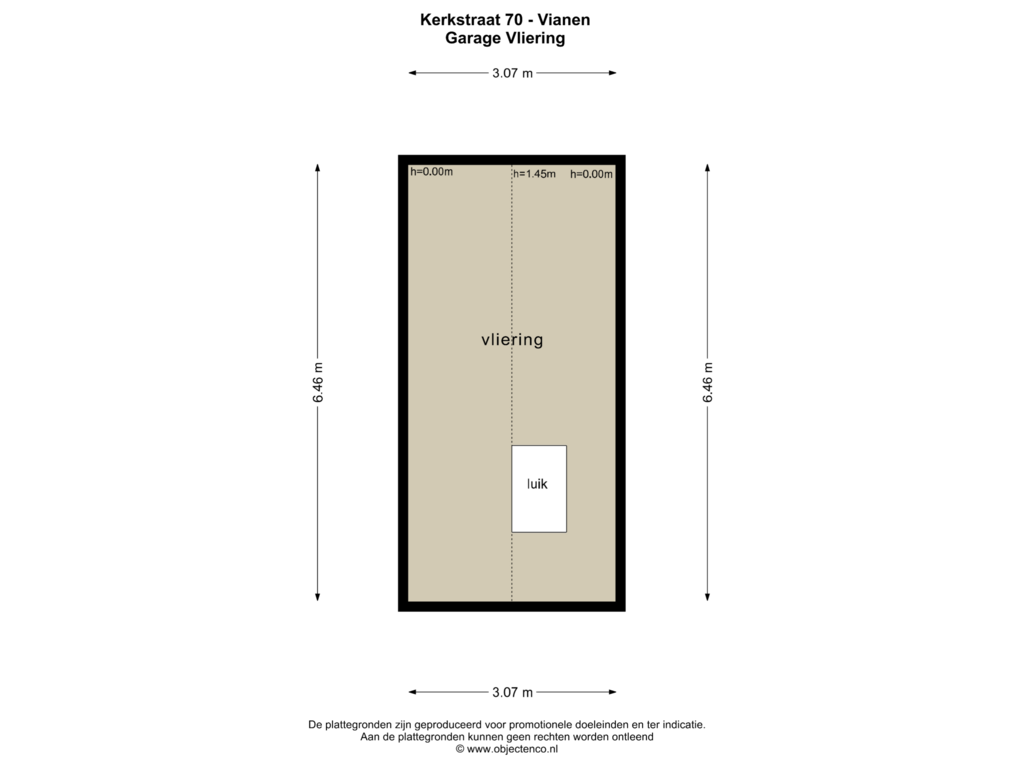 Bekijk plattegrond van GARAGE VLIERING van Kerkstraat 70-A