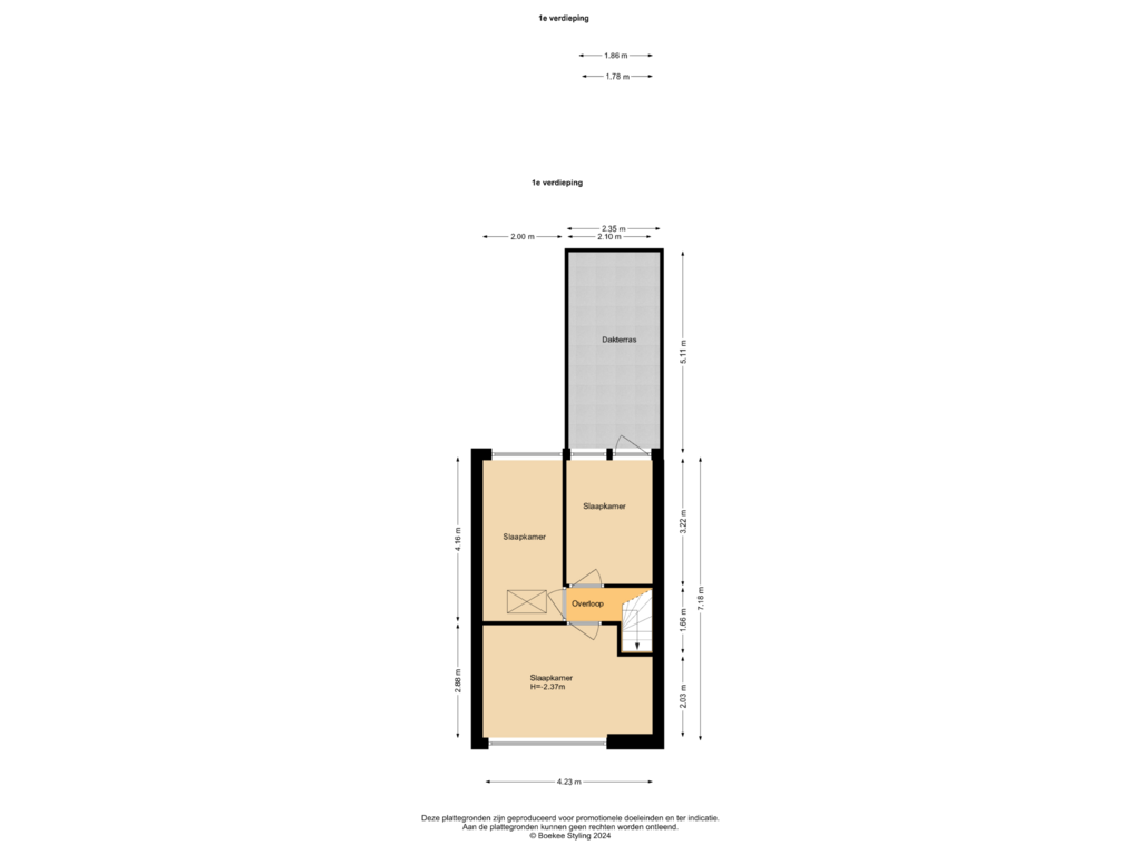 Bekijk plattegrond van 1e verdieping van Leidsezijstraat 1