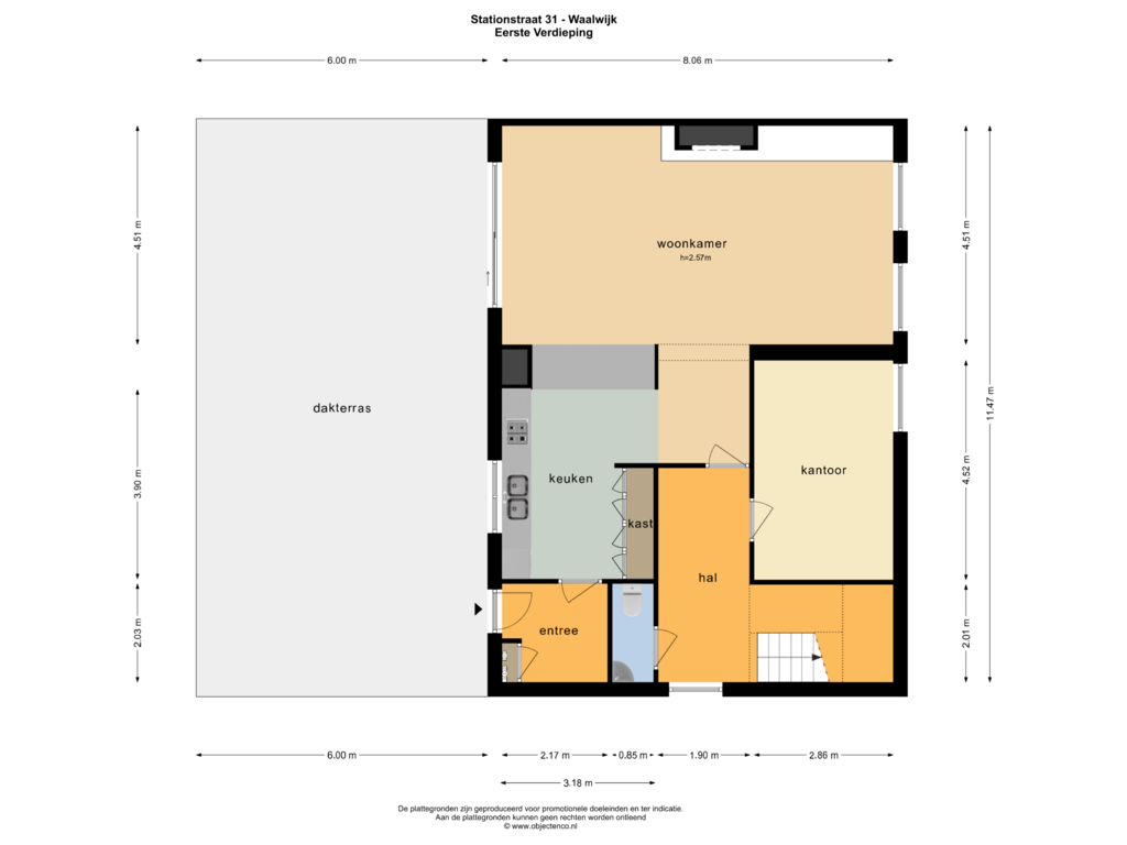 View floorplan of EERSTE VERDIEPING of Stationsstraat 31