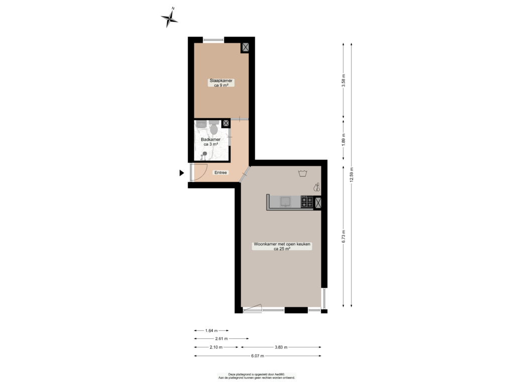 Bekijk plattegrond van Derde verdieping van Aweg 15-D1